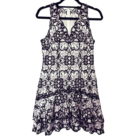 Jonathan Simkhai dark blue scalloped tiered ruffle mini dress size small - Picture 2 of 6